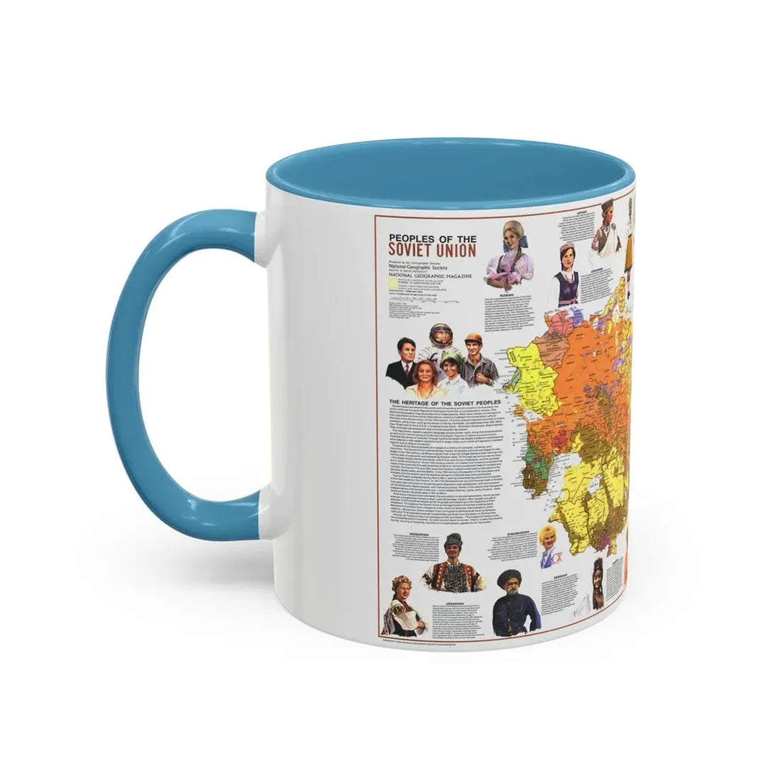 Russia - Peoples of the Soviet Union (1976) (Map) Accent Coffee Mug - Go Mug Yourself