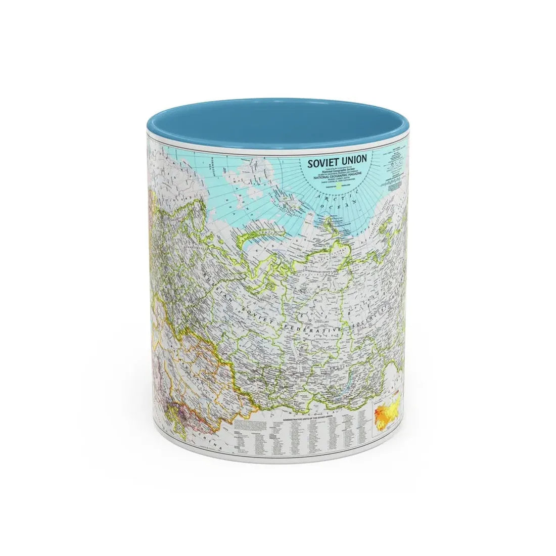 Russia - Soviet Union 1 (1990) (Map) Accent Coffee Mug 11oz Light Blue - Go Mug Yourself