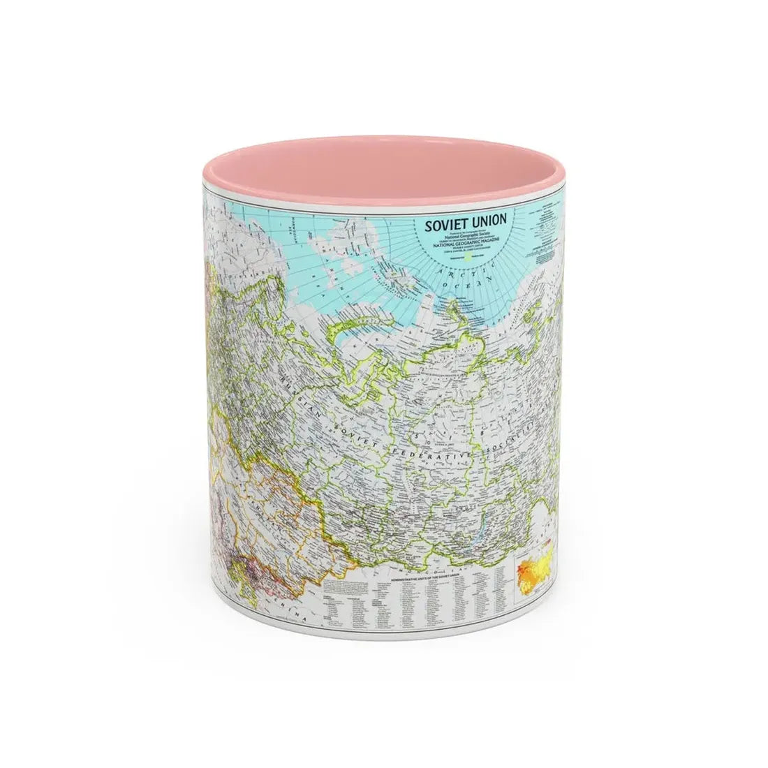 Russia - Soviet Union 1 (1990) (Map) Accent Coffee Mug 11oz Pink - Go Mug Yourself