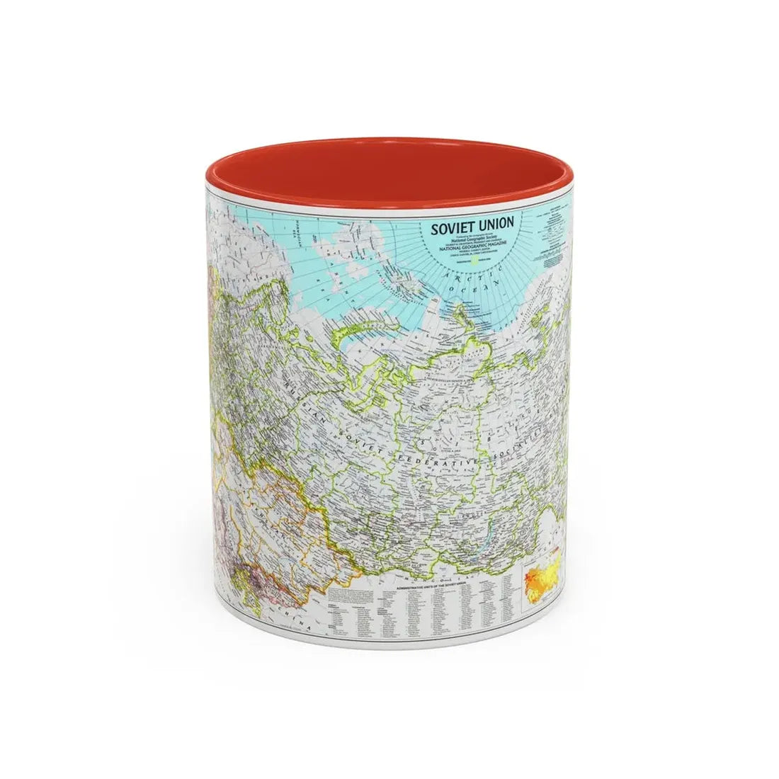 Russia - Soviet Union 1 (1990) (Map) Accent Coffee Mug 11oz Red - Go Mug Yourself