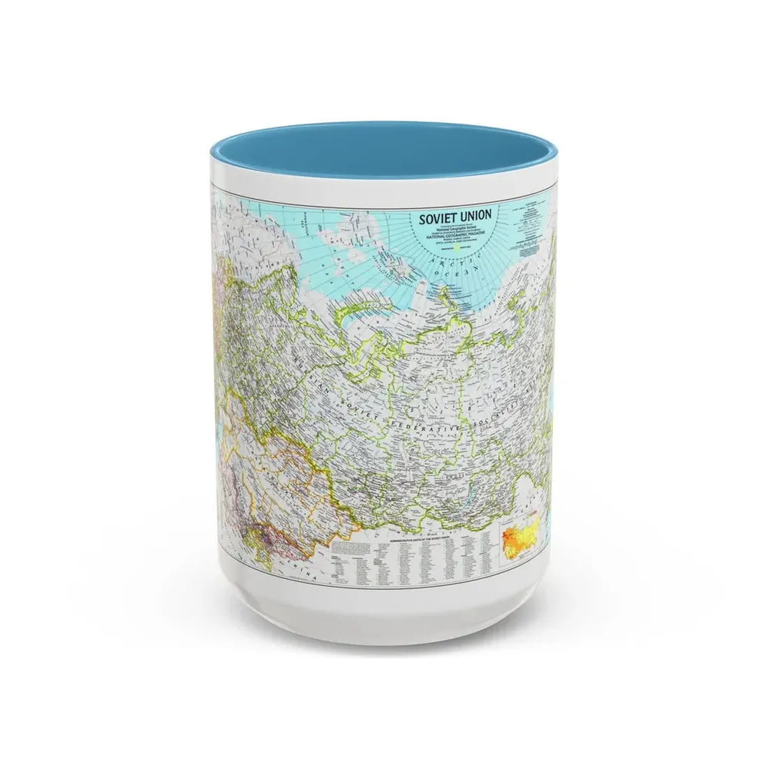 Russia - Soviet Union 1 (1990) (Map) Accent Coffee Mug 15oz Light Blue - Go Mug Yourself