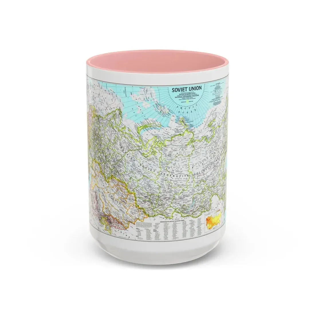 Russia - Soviet Union 1 (1990) (Map) Accent Coffee Mug 15oz Pink - Go Mug Yourself