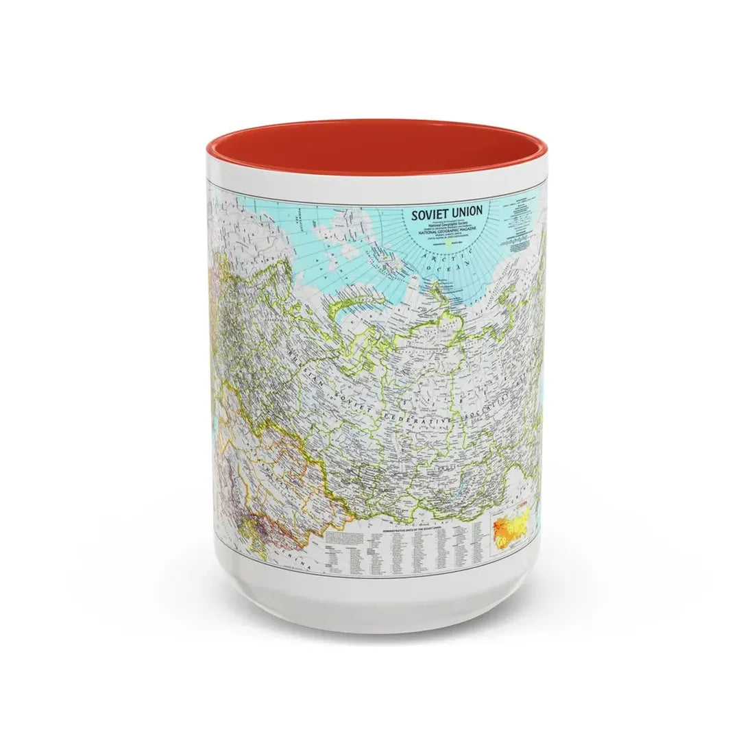 Russia - Soviet Union 1 (1990) (Map) Accent Coffee Mug 15oz Red - Go Mug Yourself