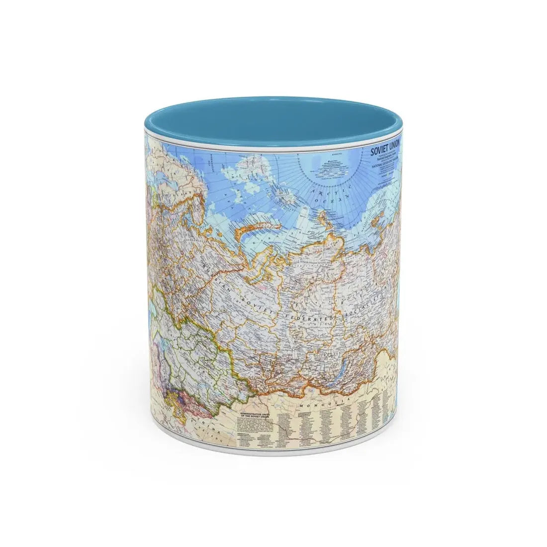 Russia - Soviet Union (1976) (Map) Accent Coffee Mug 11oz Light Blue - Go Mug Yourself