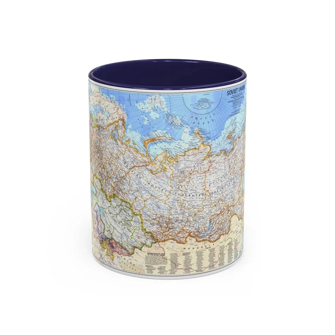 Russia - Soviet Union (1976) (Map) Accent Coffee Mug 11oz Navy - Go Mug Yourself