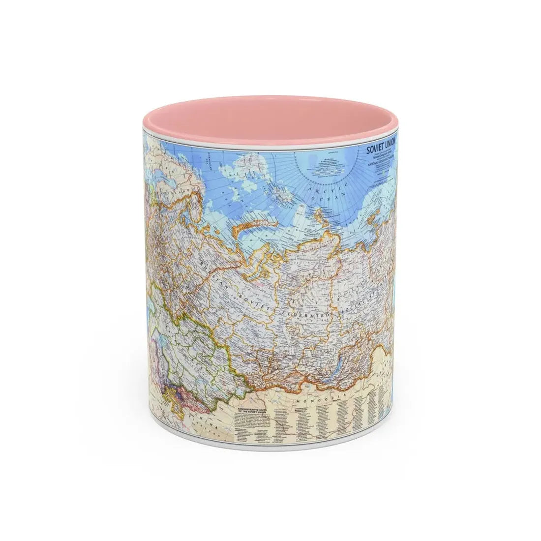 Russia - Soviet Union (1976) (Map) Accent Coffee Mug 11oz Pink - Go Mug Yourself