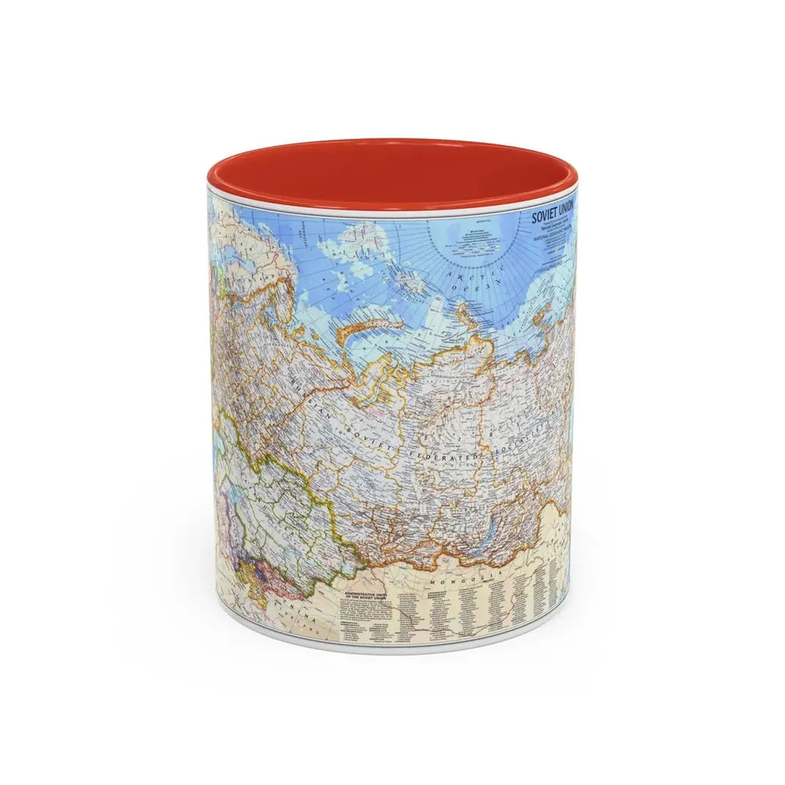 Russia - Soviet Union (1976) (Map) Accent Coffee Mug 11oz Red - Go Mug Yourself
