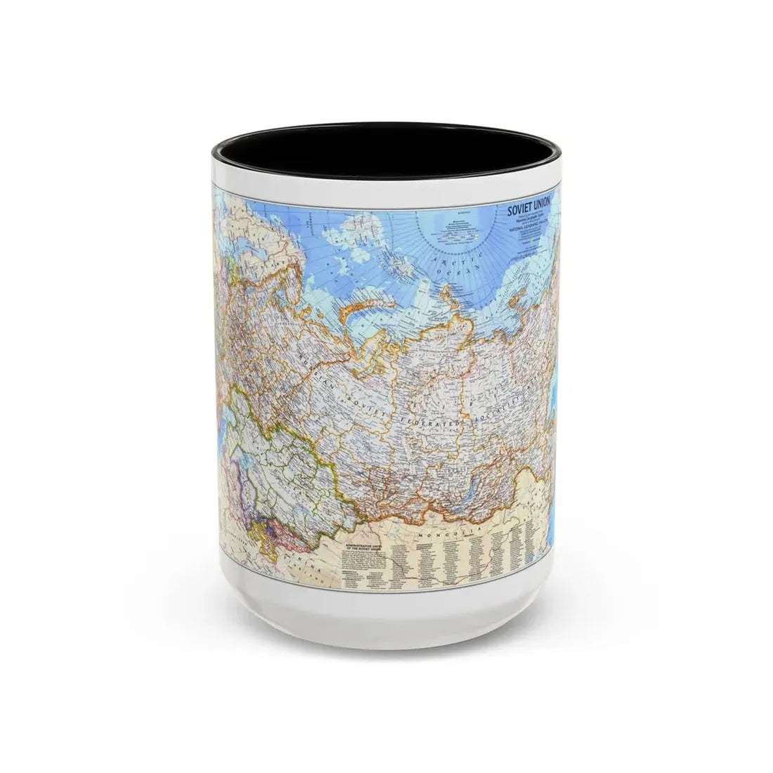 Russia - Soviet Union (1976) (Map) Accent Coffee Mug 15oz Black - Go Mug Yourself