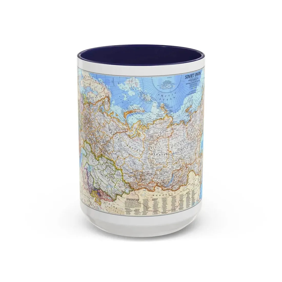 Russia - Soviet Union (1976) (Map) Accent Coffee Mug 15oz Navy - Go Mug Yourself