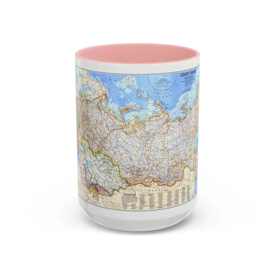 Russia - Soviet Union (1976) (Map) Accent Coffee Mug 15oz Pink - Go Mug Yourself