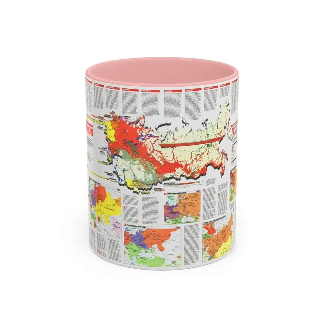 Russia - Soviet Union 2 (1990) (Map) Accent Coffee Mug 11oz Pink - Go Mug Yourself