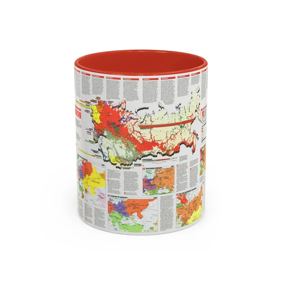 Russia - Soviet Union 2 (1990) (Map) Accent Coffee Mug 11oz Red - Go Mug Yourself