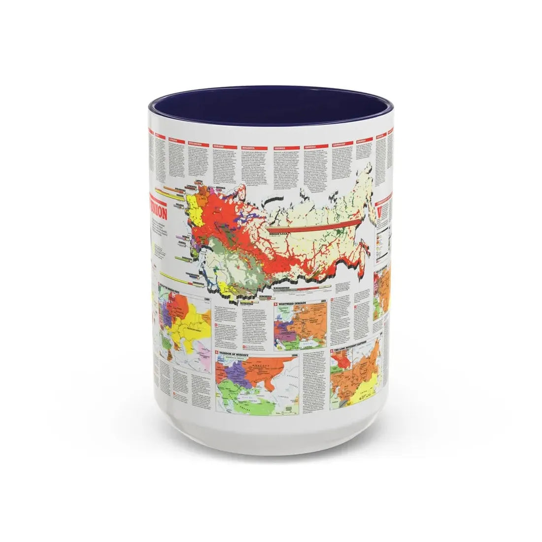 Russia - Soviet Union 2 (1990) (Map) Accent Coffee Mug 15oz Navy - Go Mug Yourself