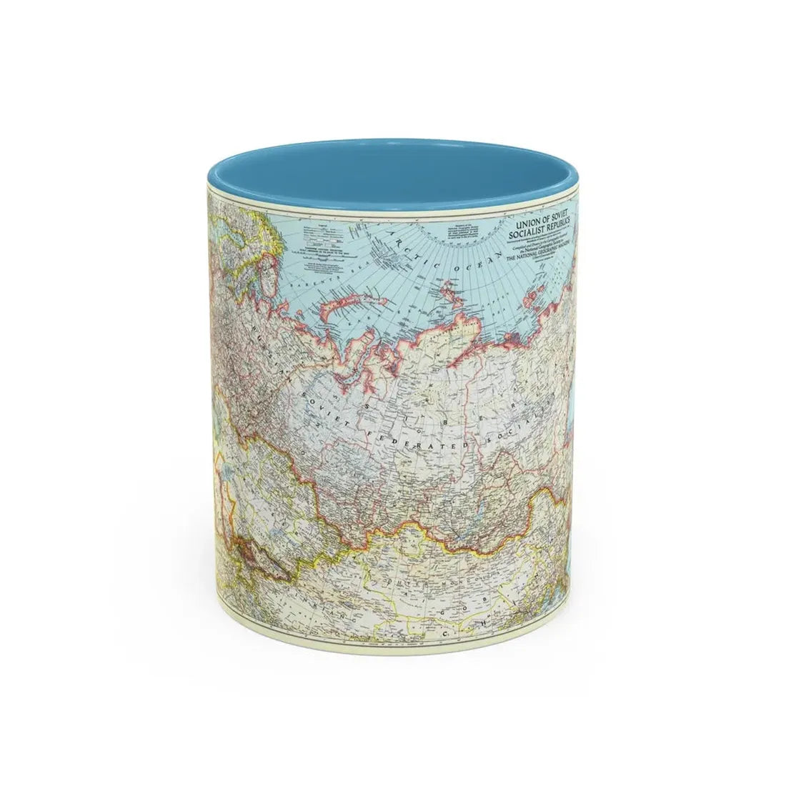 Russia - Union of Soviet Socialist Republics (1944) (Map) Accent Coffee Mug 11oz Light Blue - Go Mug Yourself