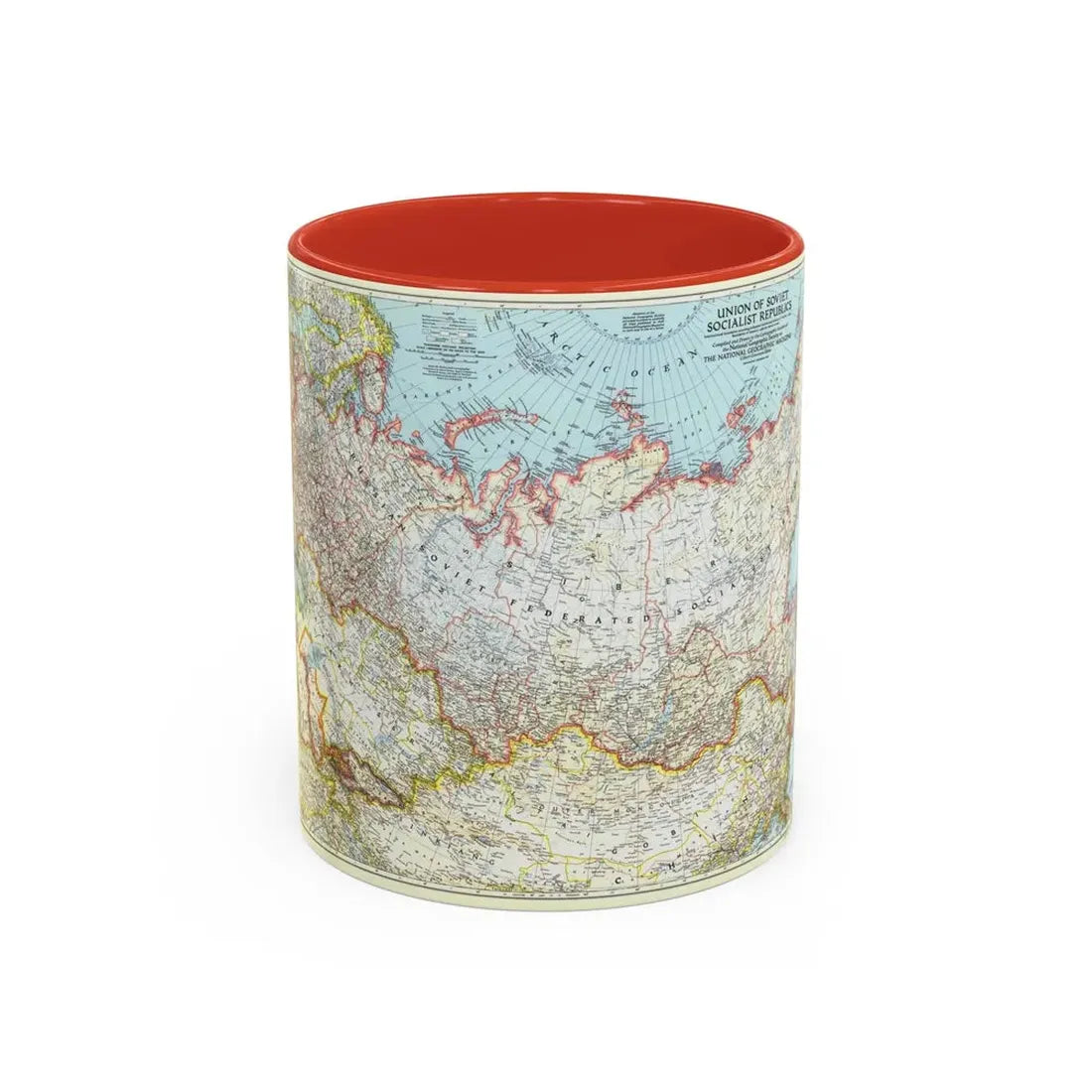 Russia - Union of Soviet Socialist Republics (1944) (Map) Accent Coffee Mug 11oz Red - Go Mug Yourself