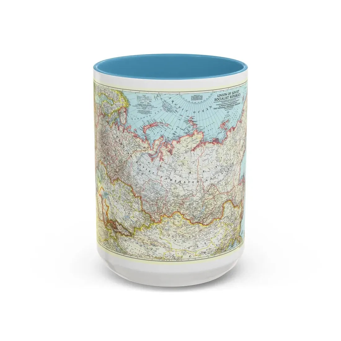 Russia - Union of Soviet Socialist Republics (1944) (Map) Accent Coffee Mug 15oz Light Blue - Go Mug Yourself