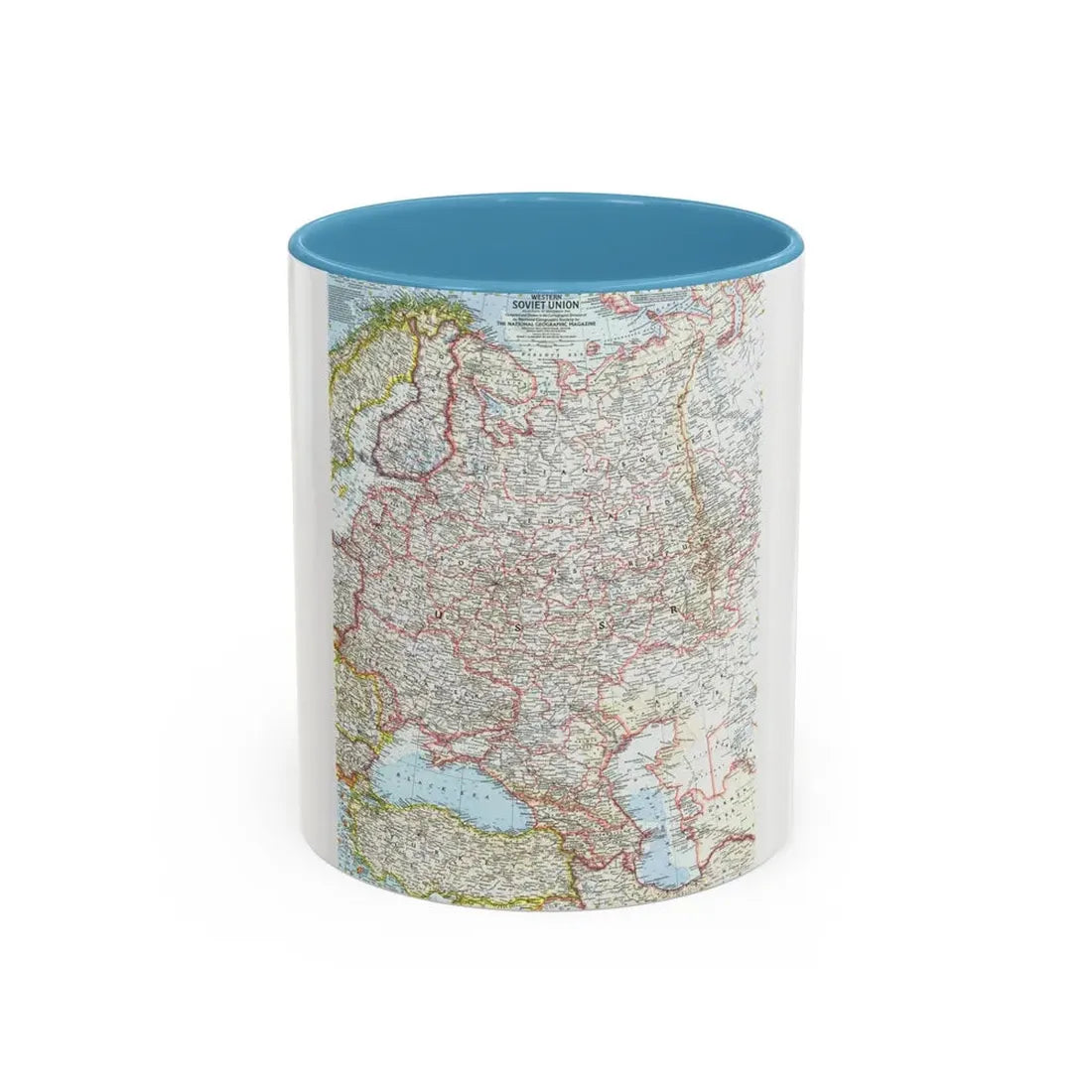 Russia - Western Soviet Union (1959) (Map) Accent Coffee Mug 11oz Light Blue - Go Mug Yourself