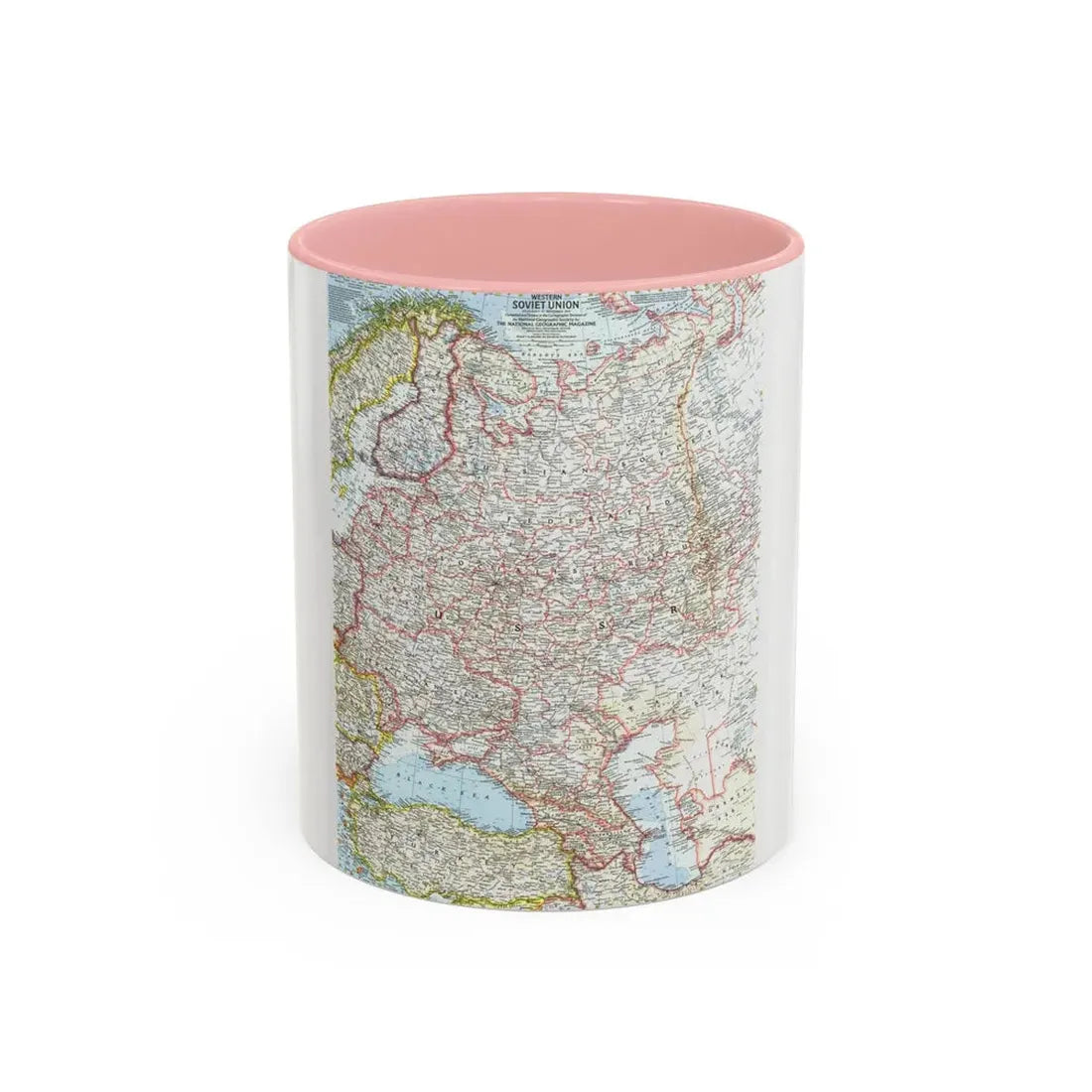 Russia - Western Soviet Union (1959) (Map) Accent Coffee Mug 11oz Pink - Go Mug Yourself
