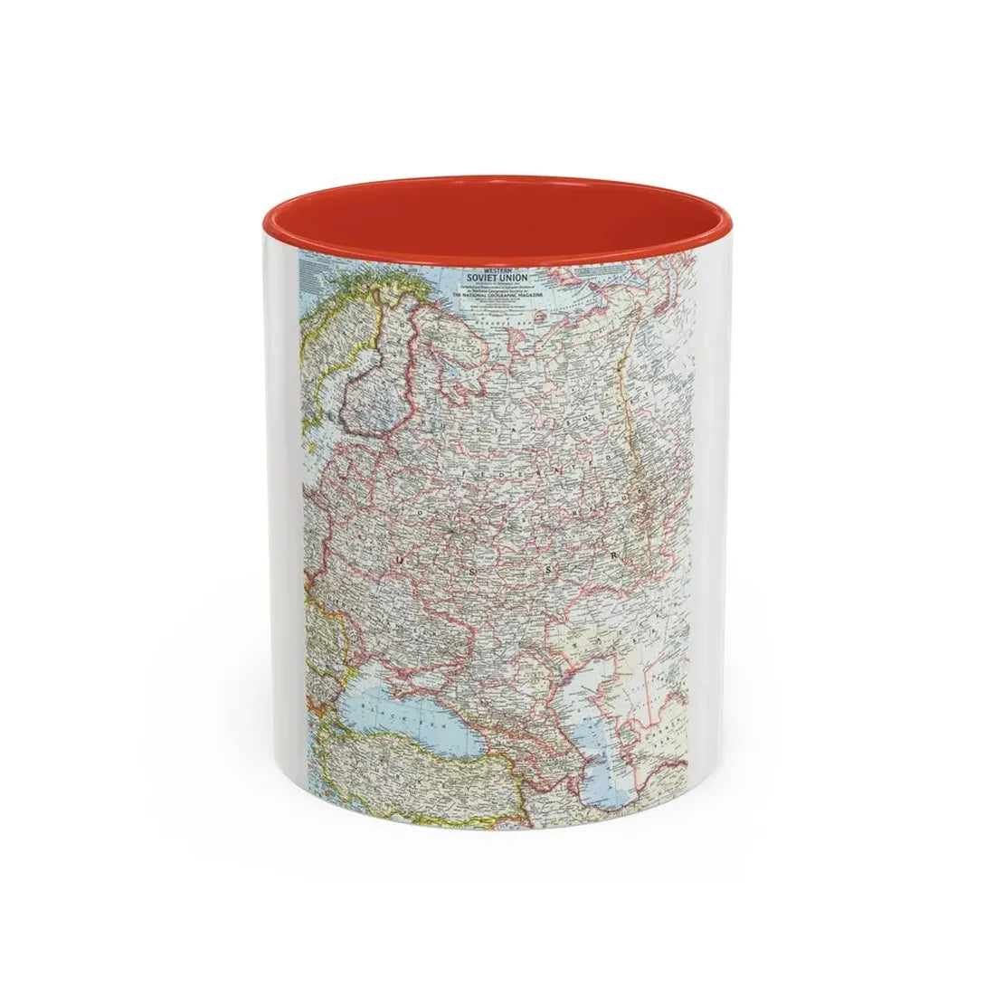 Russia - Western Soviet Union (1959) (Map) Accent Coffee Mug 11oz Red - Go Mug Yourself