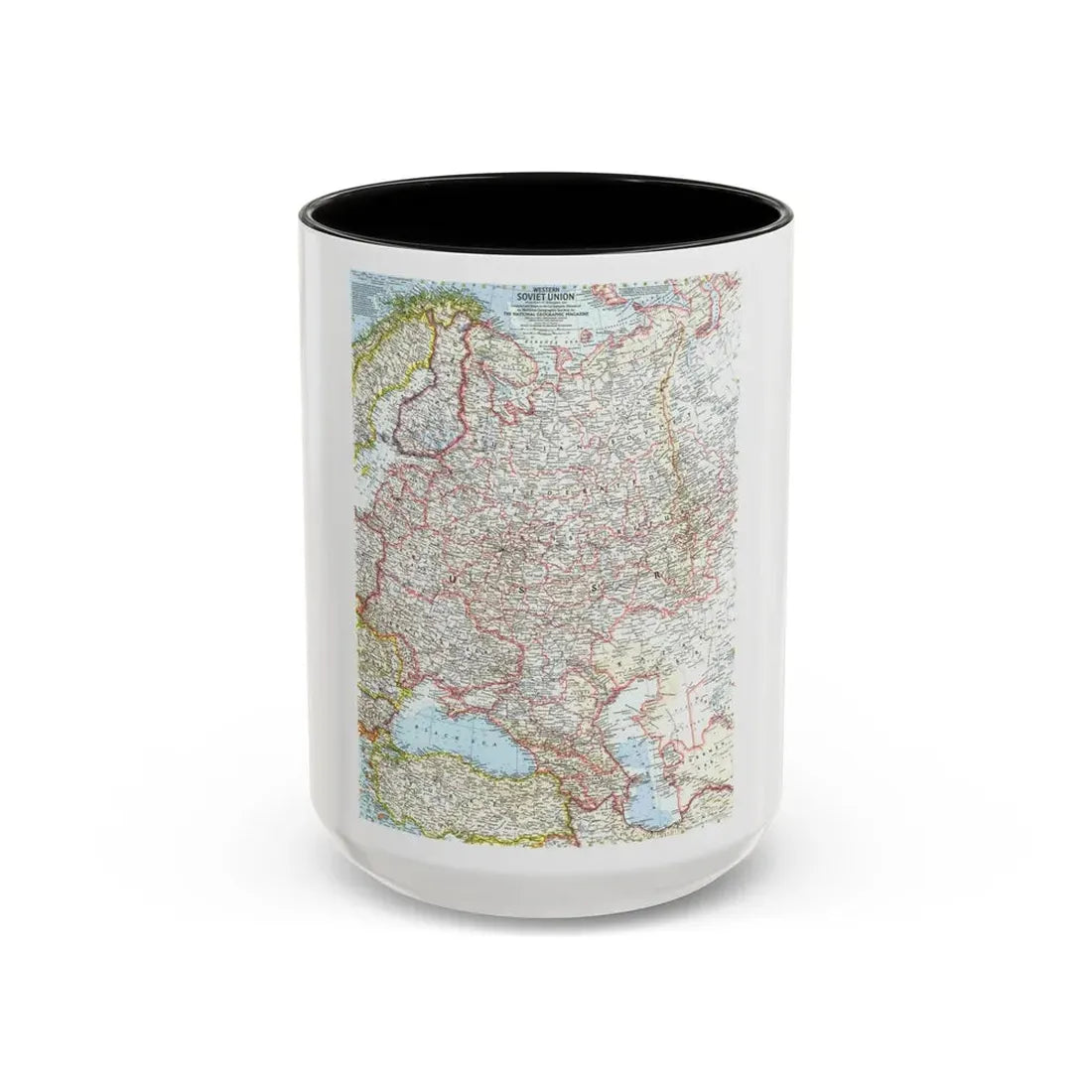 Russia - Western Soviet Union (1959) (Map) Accent Coffee Mug 15oz Black - Go Mug Yourself