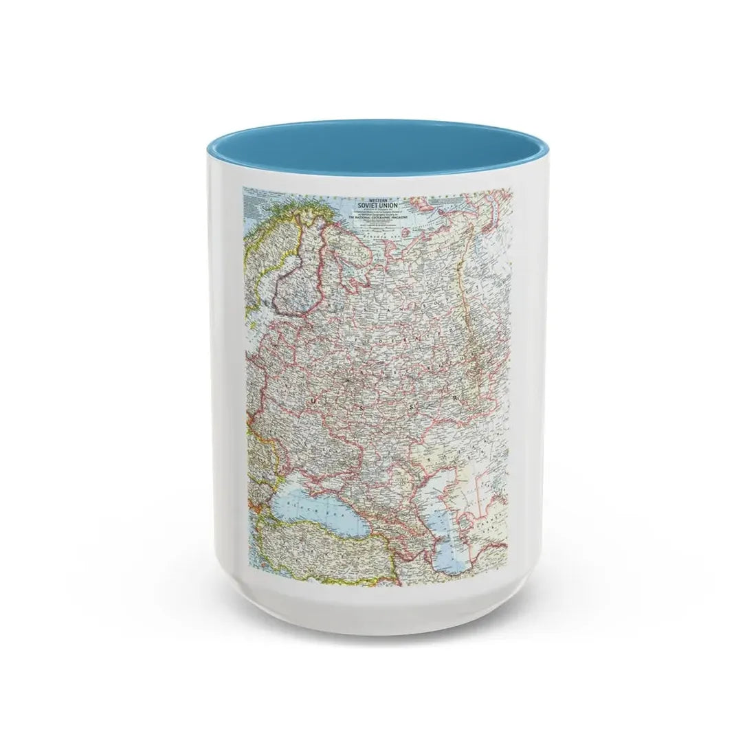 Russia - Western Soviet Union (1959) (Map) Accent Coffee Mug 15oz Light Blue - Go Mug Yourself