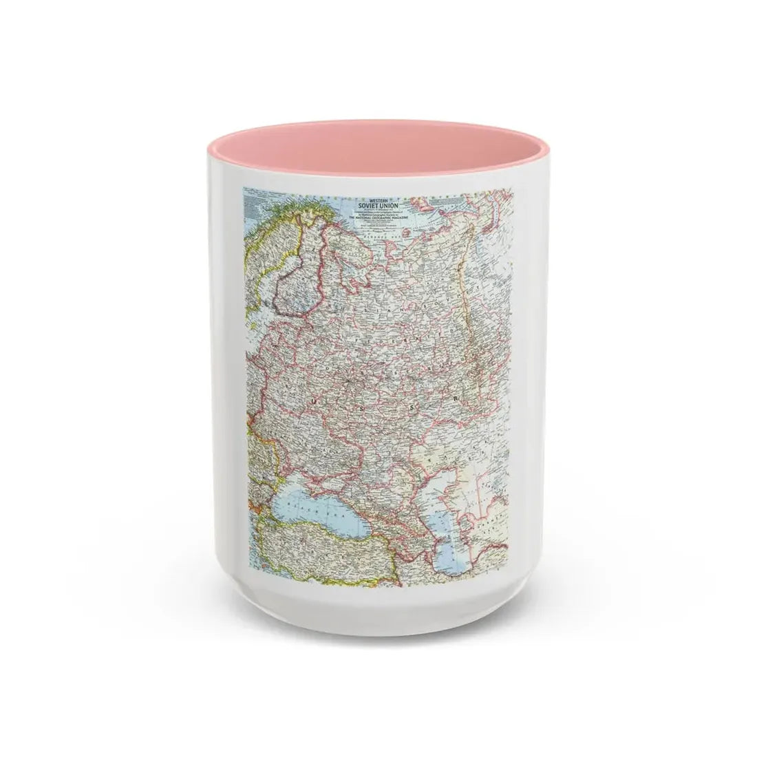 Russia - Western Soviet Union (1959) (Map) Accent Coffee Mug 15oz Pink - Go Mug Yourself