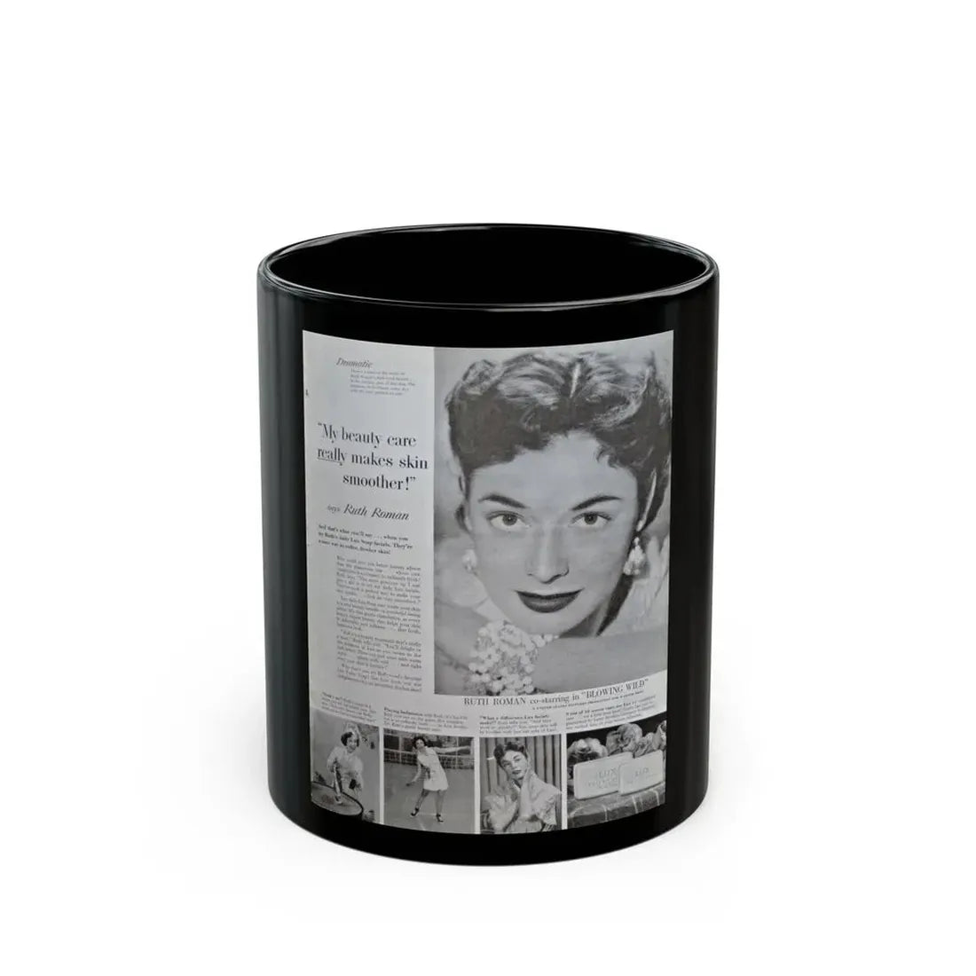 Ruth Roman #93 - Soap Add (Vintage Female Icon) Black Coffee Mug 11oz - Go Mug Yourself