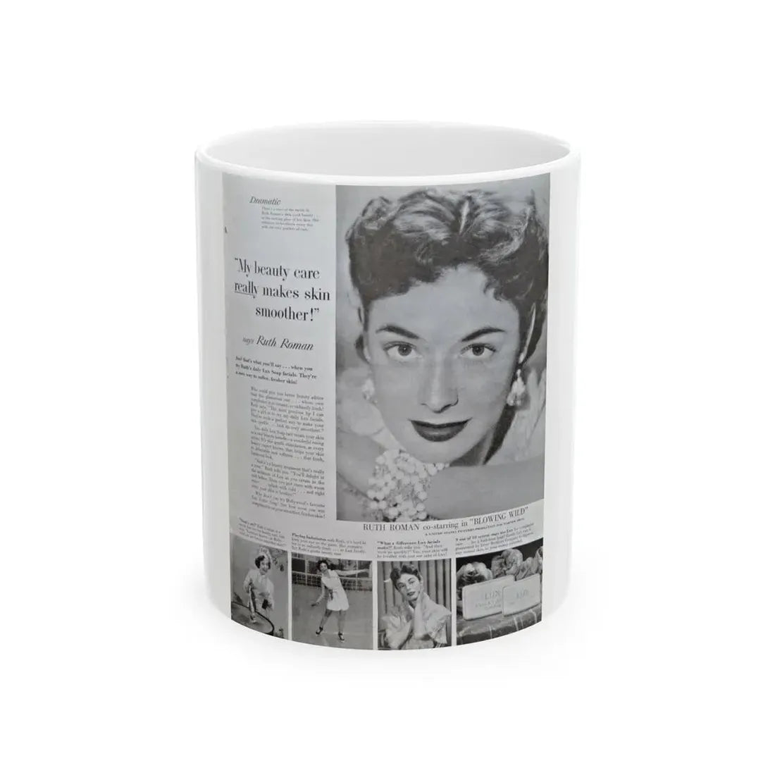 Ruth Roman #93 - Soap Add (Vintage Female Icon) White Coffee Mug 11oz - Go Mug Yourself
