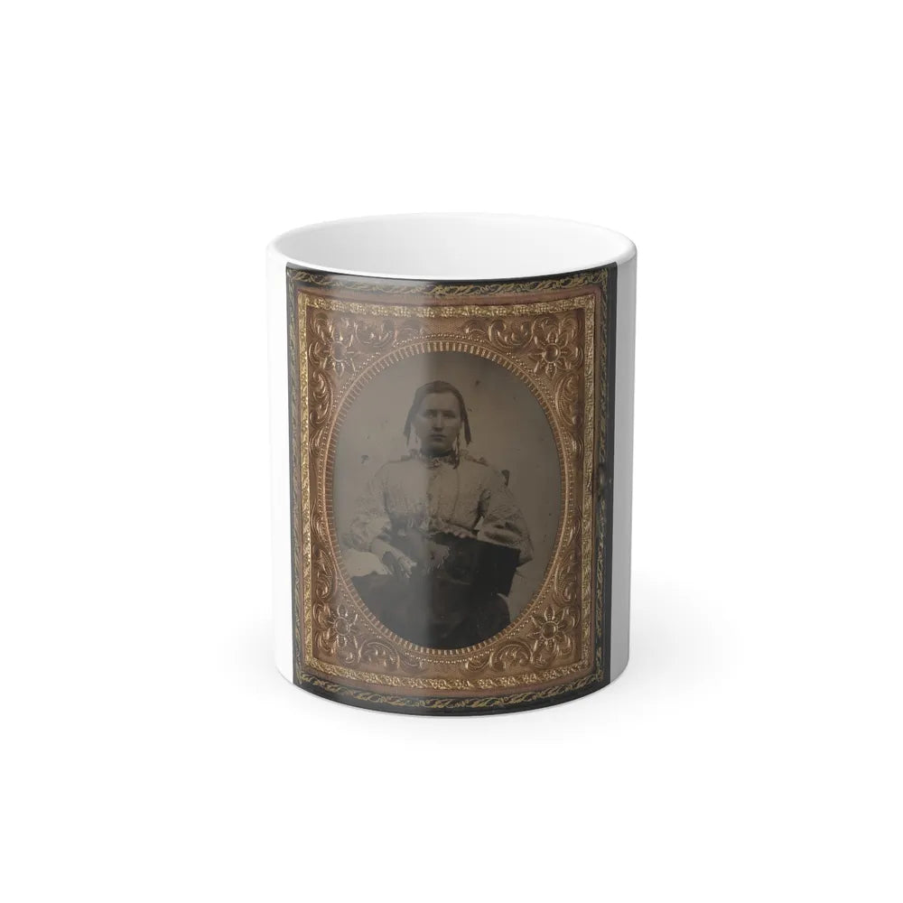 Sabria Clack With Cased Photograph of Her Husband, Private W.R. Clack, of Co. B, 43Rd Tennessee Infantry Regiment (U.S. Civil War) Color Changing Coffee Mug 11oz-11oz-Go Mug Yourself