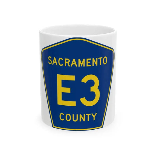 Sacramento County E3 (California) (Road Sign) White Coffee Mug 11oz - Go Mug Yourself