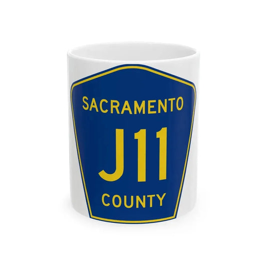 Sacramento County J11 (California) (Road Sign) White Coffee Mug 11oz - Go Mug Yourself
