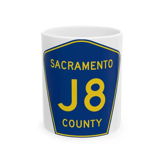 Sacramento County J8 (California) (Road Sign) White Coffee Mug 11oz - Go Mug Yourself