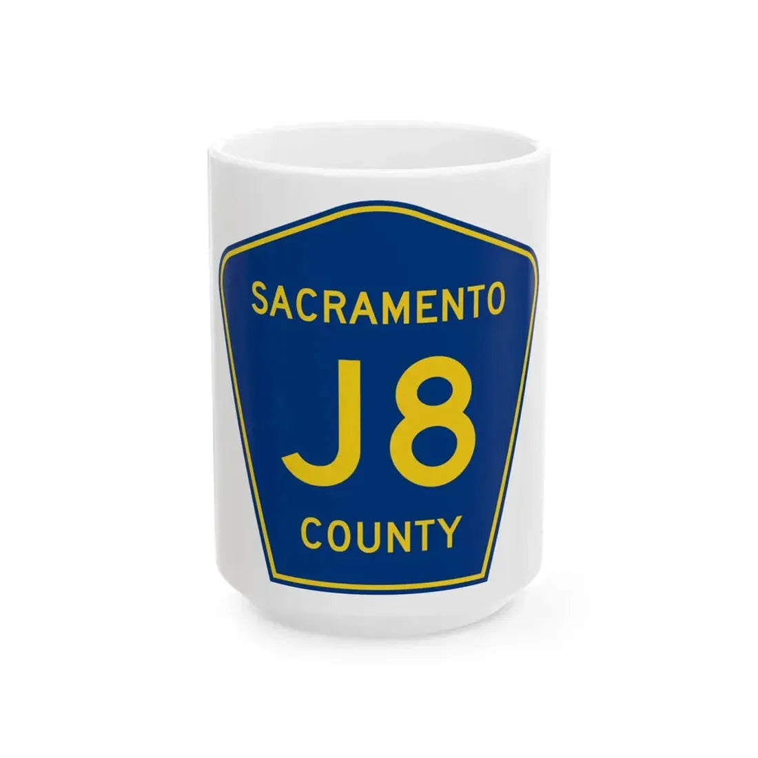 Sacramento County J8 (California) (Road Sign) White Coffee Mug 15oz - Go Mug Yourself