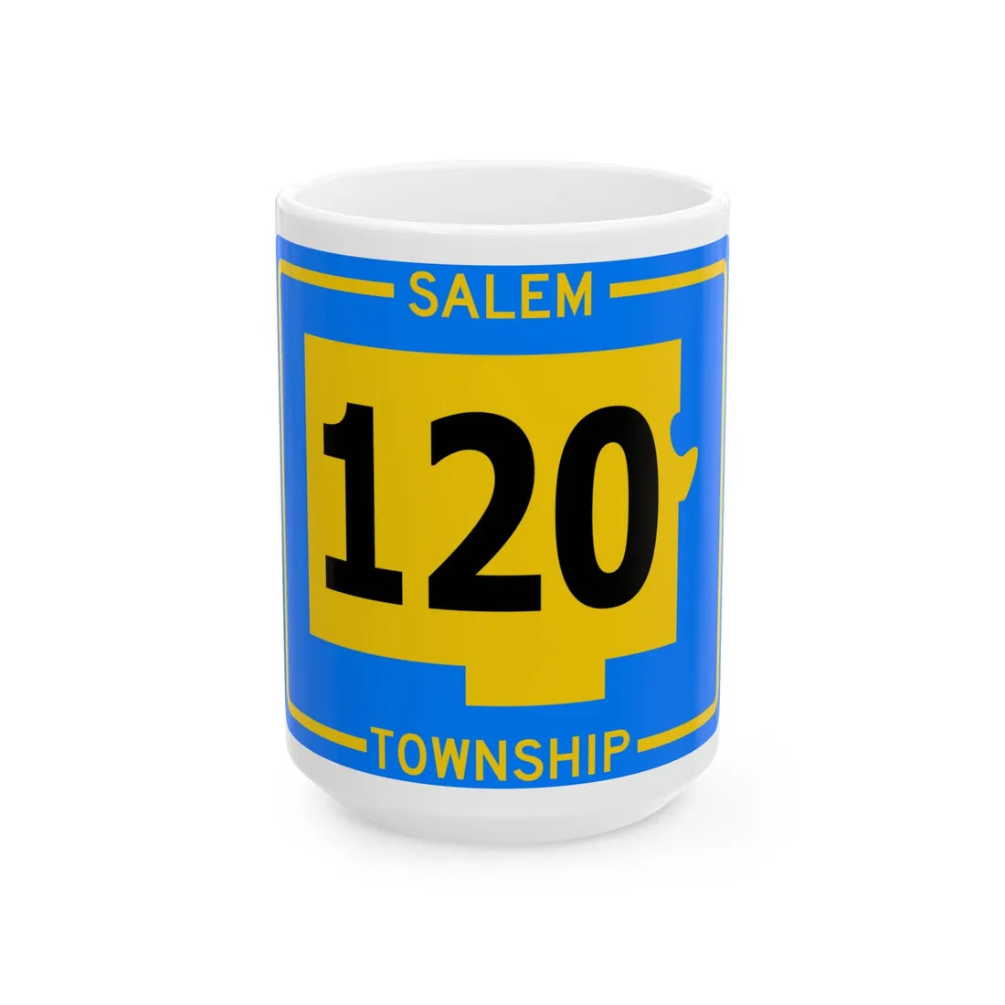 Salem Township Route 120 Tuscarawas County Ohio (Ohio) (Road Sign) White Coffee Mug 15oz - Go Mug Yourself