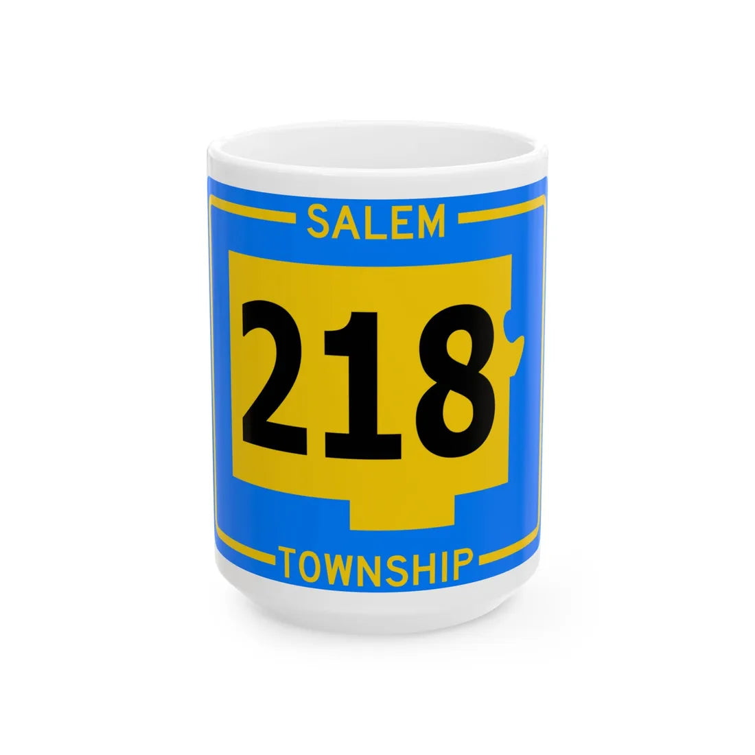 Salem Township Route 218 Tuscarawas County Ohio (Ohio) (Road Sign) White Coffee Mug 15oz - Go Mug Yourself