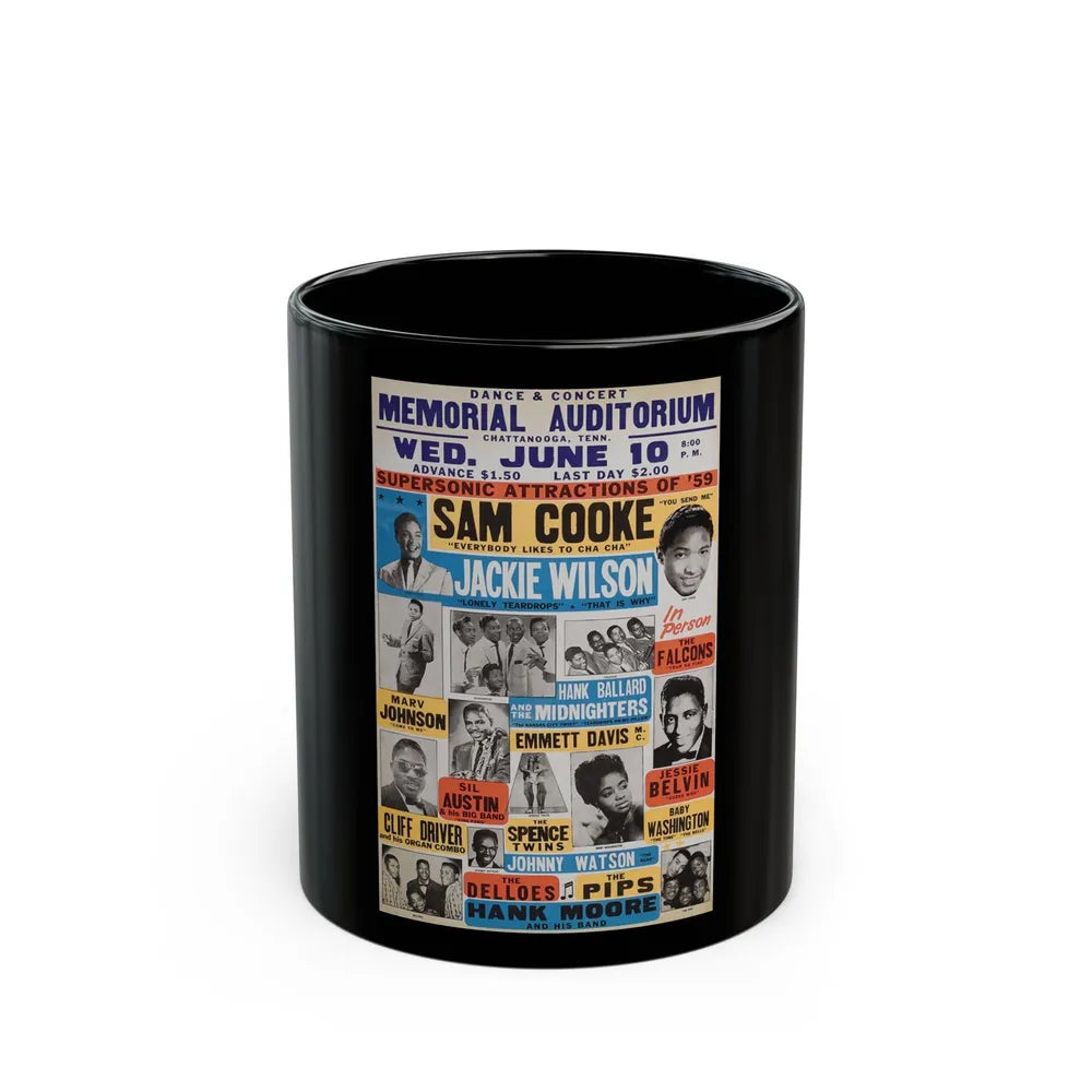 Sam Cooke 1959 (Music Poster) Black Coffee Mug-11oz-Go Mug Yourself