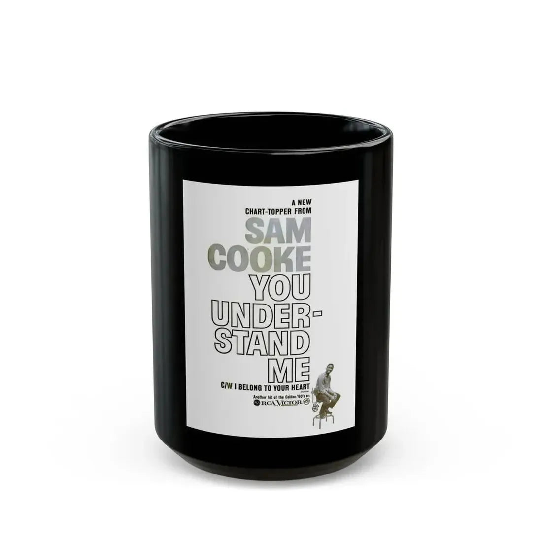 Sam Cooke 1960 (Music Poster) Black Coffee Mug 15oz - Go Mug Yourself