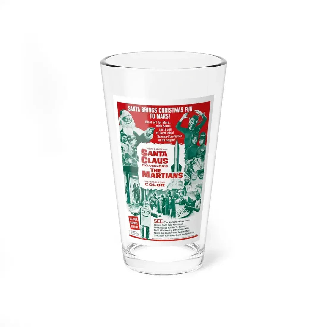 SANTA CLAUS CONQUERS THE MARTIANS 1964 Movie Poster - Pint Glass 16oz 16oz - Go Mug Yourself