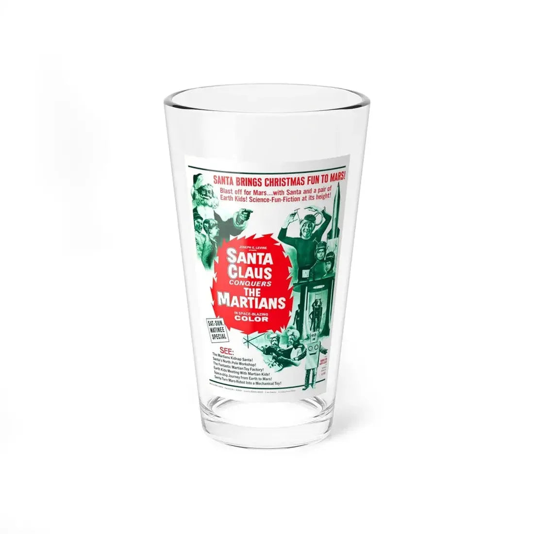 SANTA CLAUS CONQUERS THE MARTIANS (2) 1964 Movie Poster - Pint Glass 16oz 16oz - Go Mug Yourself