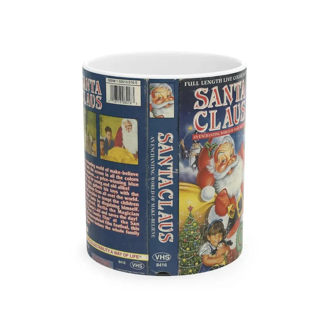 SANTA CLAUS FULL LENGTH LIVE COLOR MOVIE (VHS COVER) - White Coffee Mug 11oz - Go Mug Yourself
