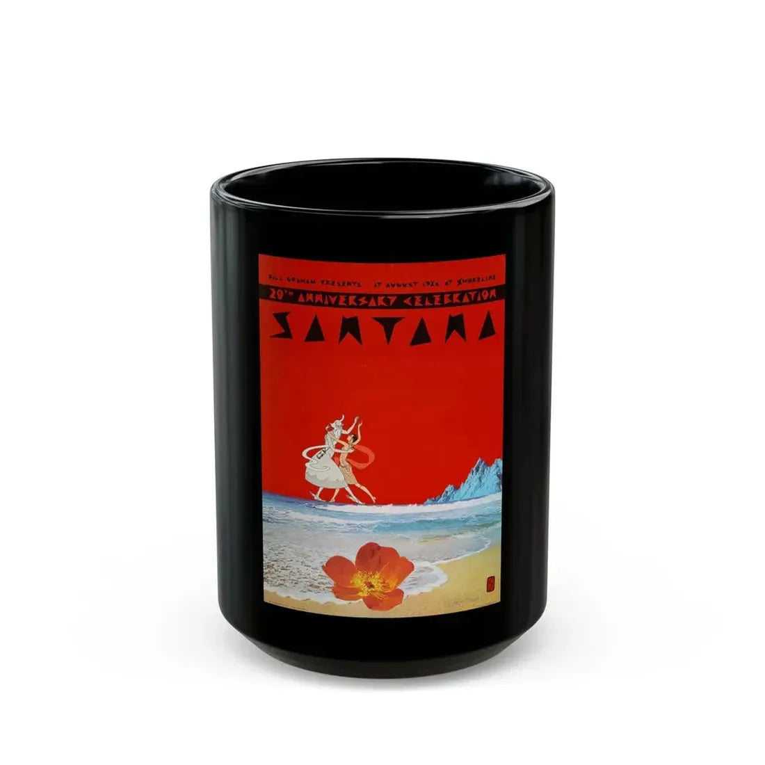 santana 20th anniversary celebration concert 1981 (Music Poster) Black Coffee Mug 15oz - Go Mug Yourself