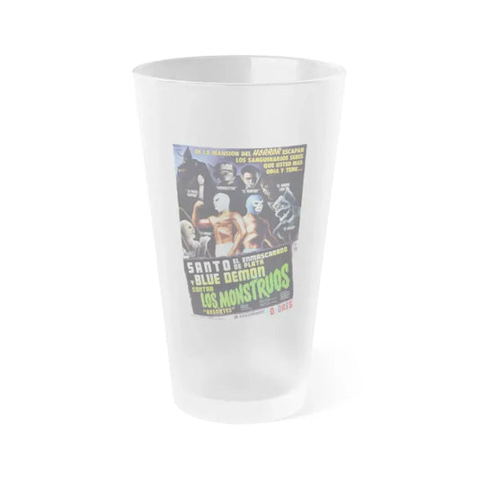 SANTO AND BLUE DEMON VS THE MONSTERS 1970 Movie Poster - Frosted Pint Glass 16oz 16oz Frosted - Go Mug Yourself