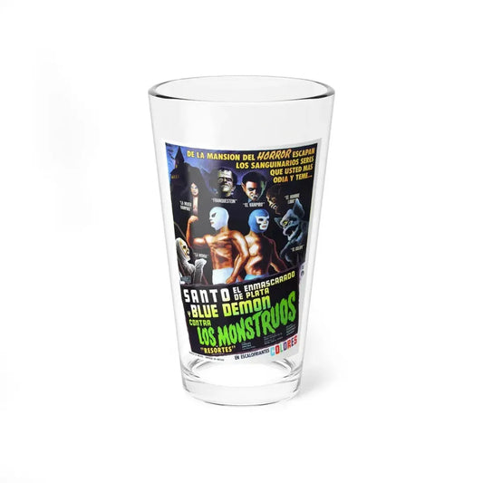 SANTO AND BLUE DEMON VS THE MONSTERS 1970 Movie Poster - Pint Glass 16oz 16oz - Go Mug Yourself