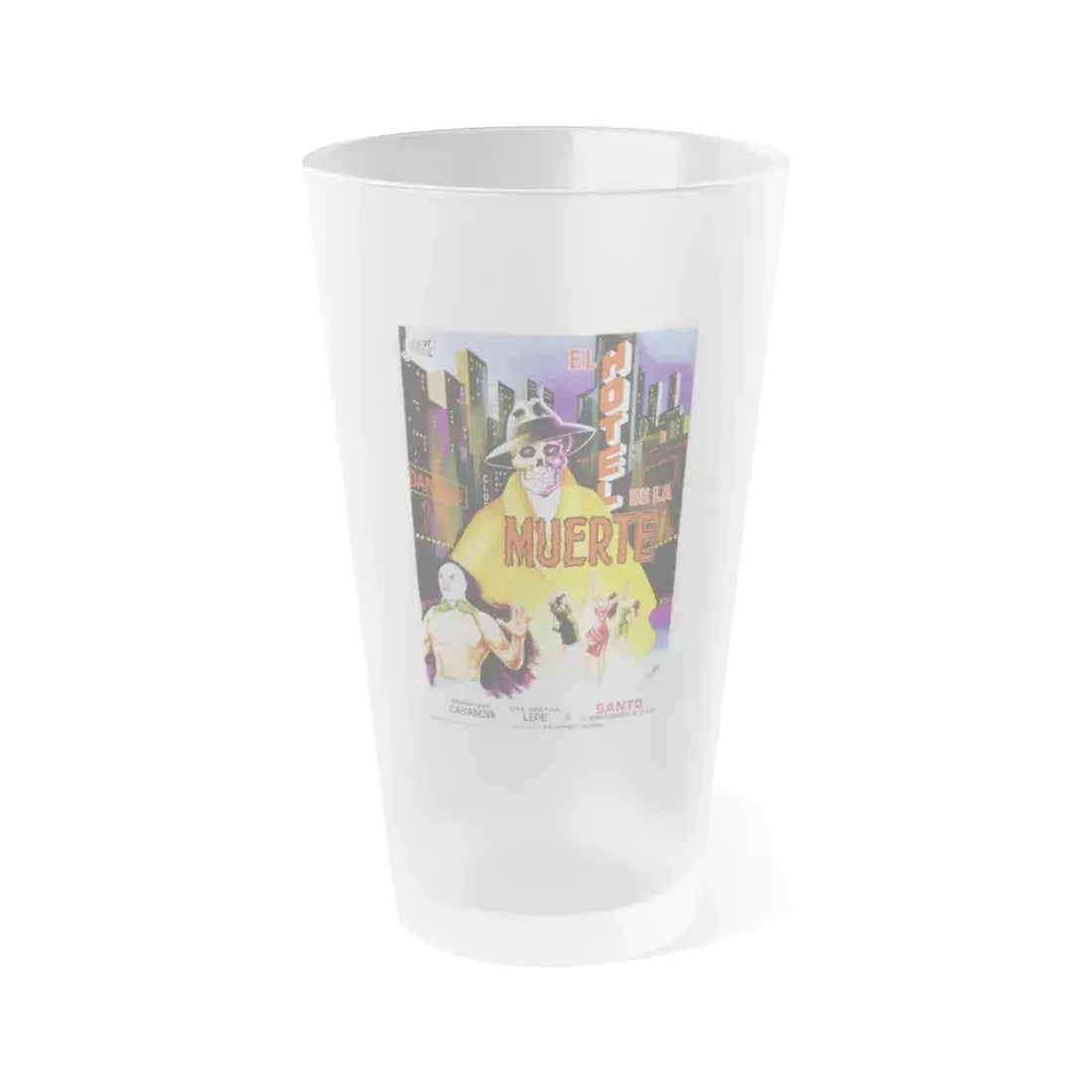 SANTO IN THE HOTEL OF DEATH 1963 Movie Poster - Frosted Pint Glass 16oz 16oz Frosted - Go Mug Yourself