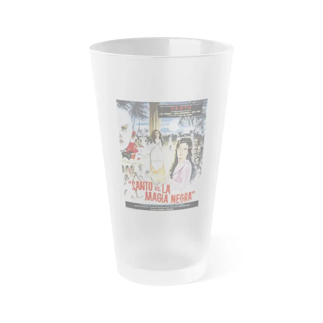 SANTO VS BLACK MAGIC WOMAN 1973 Movie Poster - Frosted Pint Glass 16oz 16oz Frosted - Go Mug Yourself