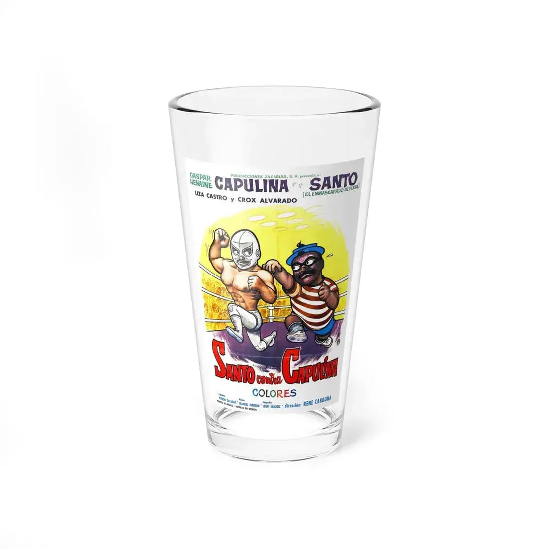 SANTO VS CAPULINA 1969 Movie Poster - Pint Glass 16oz 16oz - Go Mug Yourself