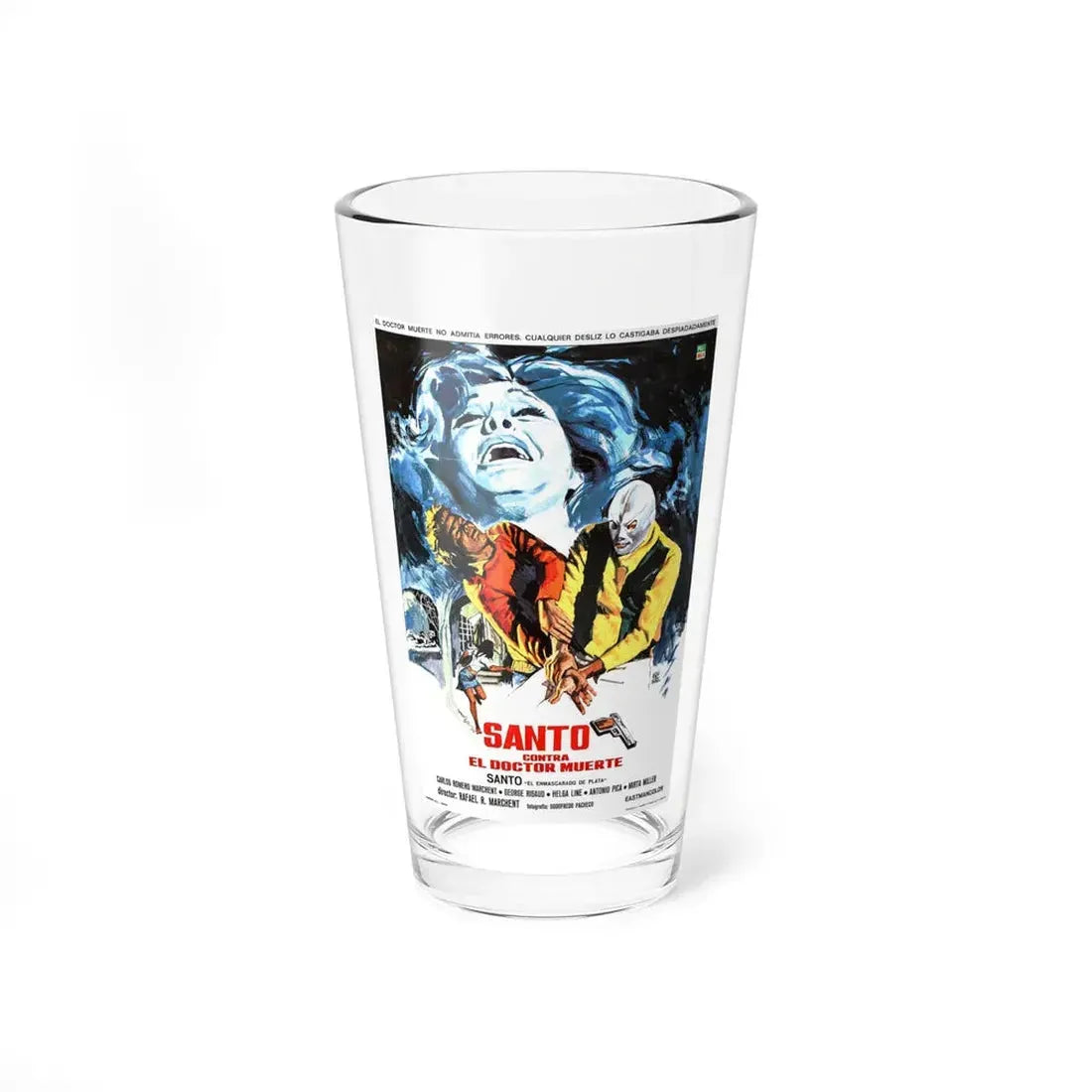 SANTO VS DOCTOR DEATH 1973 Movie Poster - Pint Glass 16oz 16oz - Go Mug Yourself