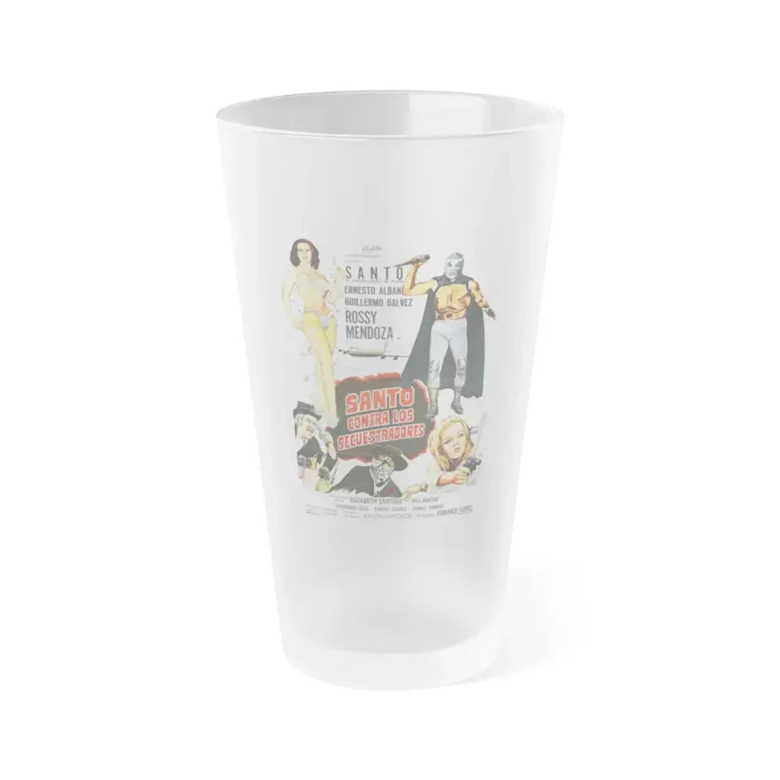 SANTO VS THE KIDNAPPERS 1973 Movie Poster - Frosted Pint Glass 16oz 16oz Frosted - Go Mug Yourself