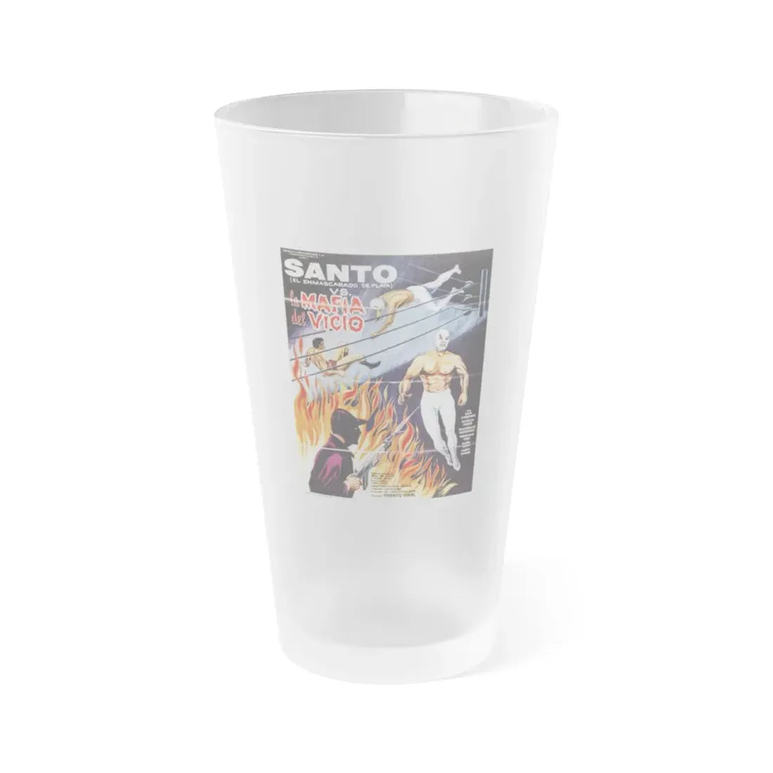 SANTO VS THE VICE MAFIA 1971 Movie Poster - Frosted Pint Glass 16oz 16oz Frosted - Go Mug Yourself