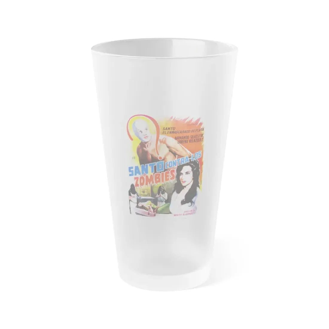 SANTO VS THE ZOMBIES (2) 1961 Movie Poster - Frosted Pint Glass 16oz 16oz Frosted - Go Mug Yourself